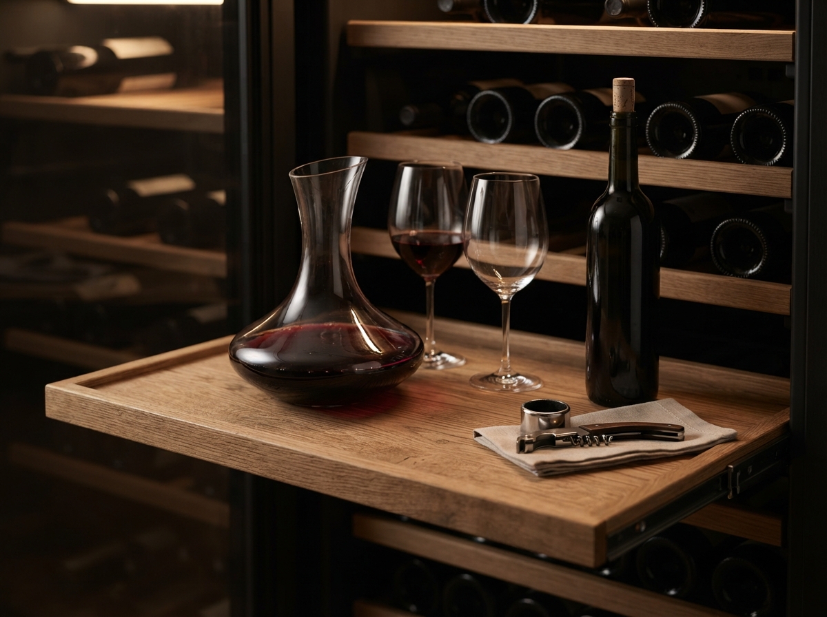 SommelierSet — набор сомелье в винных шкафах Miele Набор аксессуаров сомелье SommelierSet в винном шкафу Miele